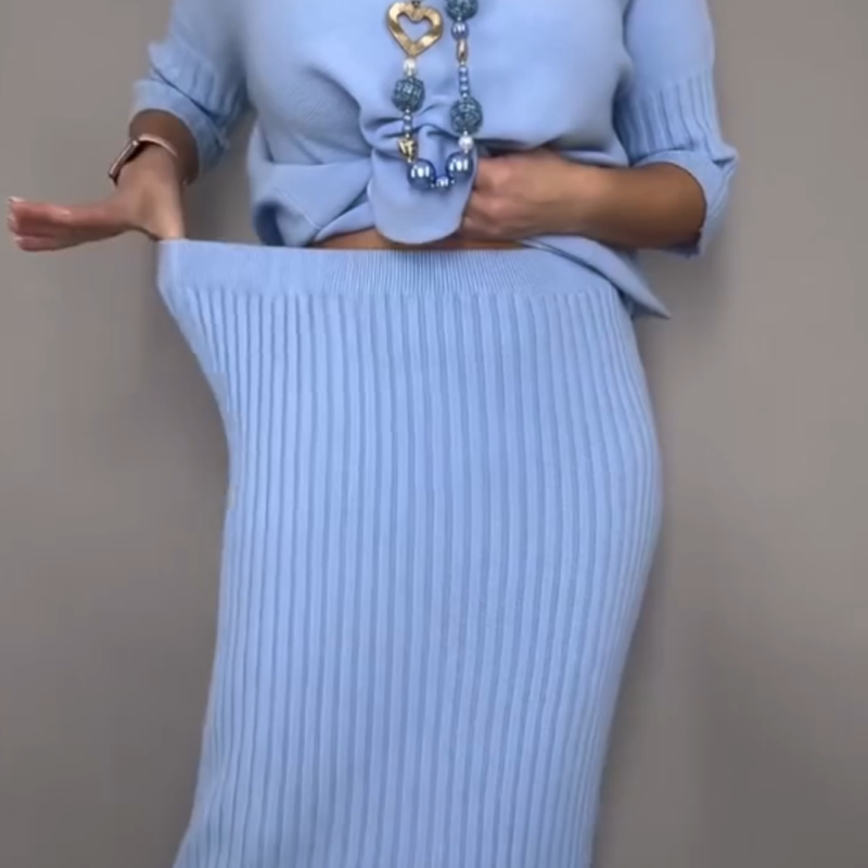 ✨🎅Weihnachtsangebote – Nur für kurze Zeit!⏰Elegantes 2-teiliges Set aus Strickpullover und Midirock