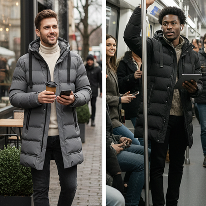⌛ Nur noch 3 Tage – 50 % auf alles! ⏰Herren-Steppjacke mit Kapuze, mittellang🔥Kostenloser Versand🔥