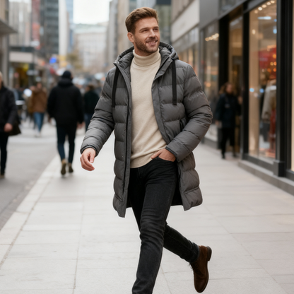 ⌛ Nur noch 3 Tage – 50 % auf alles! ⏰Herren-Steppjacke mit Kapuze, mittellang🔥Kostenloser Versand🔥