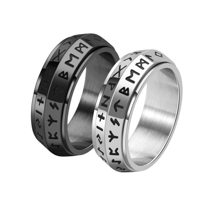 ✨🎅Weihnachtsangebote – Nur für kurze Zeit!⏰Titanium Steel Viking Rune Rotating Ring