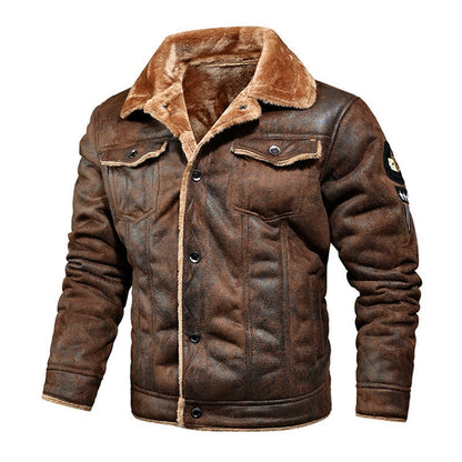 🔥Bestseller🔥 Herren-Outdoor-Lederjacke mit Fleecefutter ✈️Kostenloser Versand