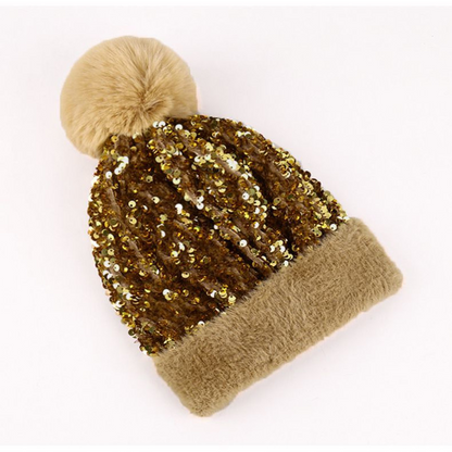 🎁Year-End Sale 50% OFF⚡✨Winter Sparkly Sequin Pom Beanie