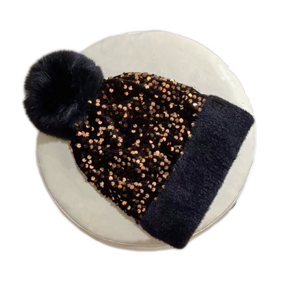 🎁Year-End Sale 50% OFF⚡✨Winter Sparkly Sequin Pom Beanie