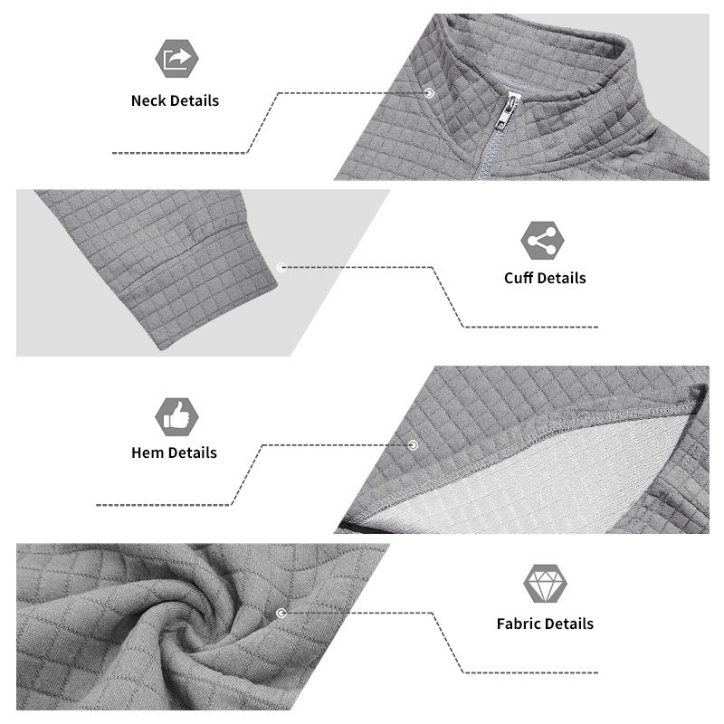 Herren-Sweatshirt mit Viertelreißverschluss und Jacquard-Muster