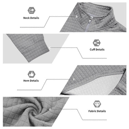 Herren-Sweatshirt mit Viertelreißverschluss und Jacquard-Muster