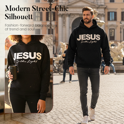 Chic Sparkling Sequins JESUS Is the Light Hoodie