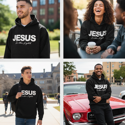 Chic Sparkling Sequins JESUS Is the Light Hoodie
