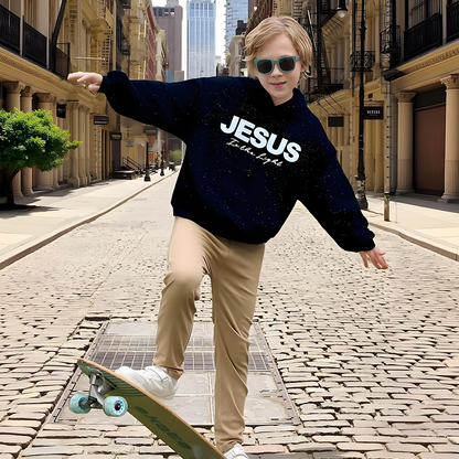 Chic Sparkling Sequins JESUS Is the Light Hoodie