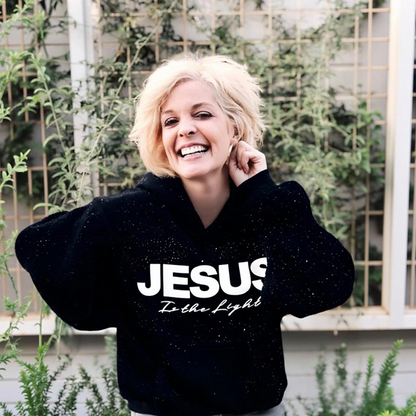 Chic Sparkling Sequins JESUS Is the Light Hoodie