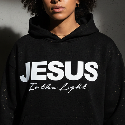 Chic Sparkling Sequins JESUS Is the Light Hoodie