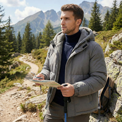 🔥Solange der Vorrat reicht 50 % Rabatt!🎉Kältebeständiger, winddichter Herrenmantel mit Kapuze und Thermofutter