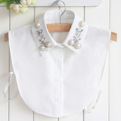 Elegant Faux Pearl & Rhinestone Fake Collar