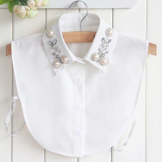 Elegant Faux Pearl & Rhinestone Fake Collar