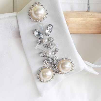 Elegant Faux Pearl & Rhinestone Fake Collar