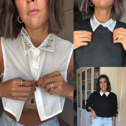 Elegant Faux Pearl & Rhinestone Fake Collar