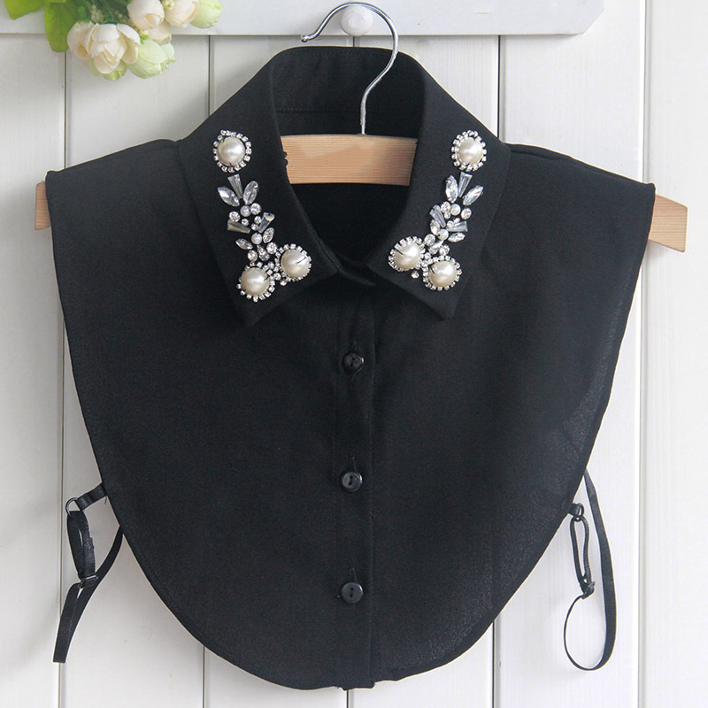 Elegant Faux Pearl & Rhinestone Fake Collar