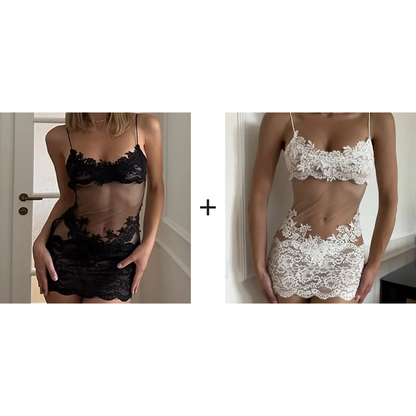 💗LETZTER TAG AKTION - 50% RABATT💗Sexy transparentes Netzkleid mit bestickter Spitze