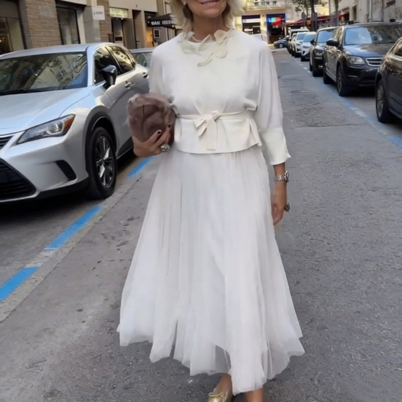 📢📢60 % Rabatt!! ⏰Damen zweiteiliges Set: Langarm-Oberteil und ärmelloses Kleid