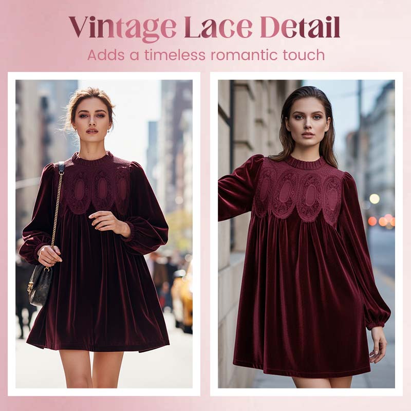 👗Vintage-inspiriertes Tunikakleid mit Spitzeneinsatz