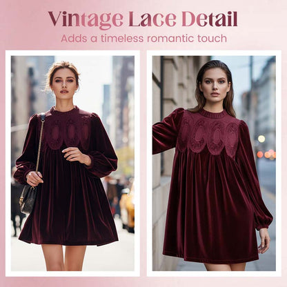 👗Vintage-inspiriertes Tunikakleid mit Spitzeneinsatz
