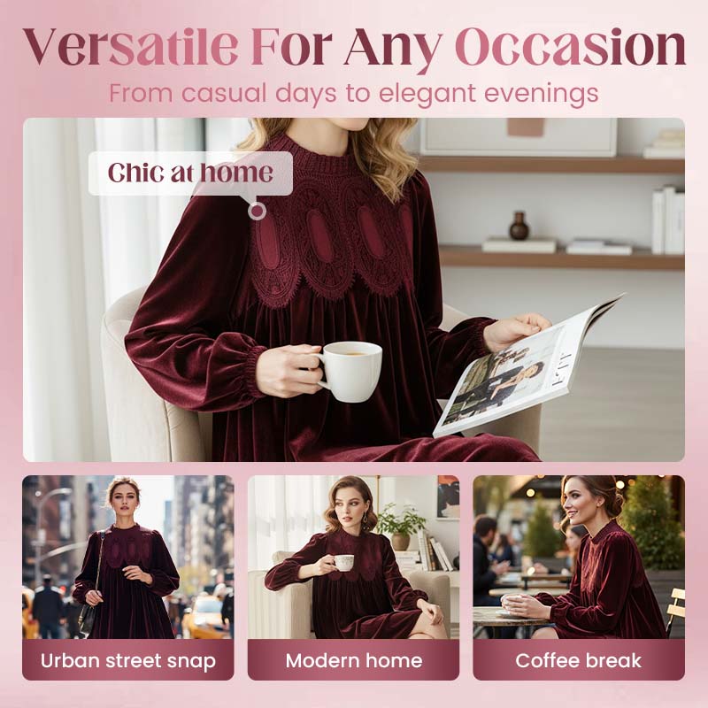 👗Vintage-inspiriertes Tunikakleid mit Spitzeneinsatz