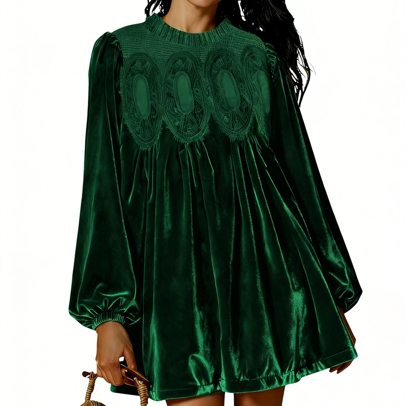 👗Vintage-inspiriertes Tunikakleid mit Spitzeneinsatz