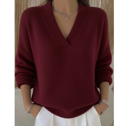 Gemütlicher Pullover mit V-Ausschnitt für die Freizeit