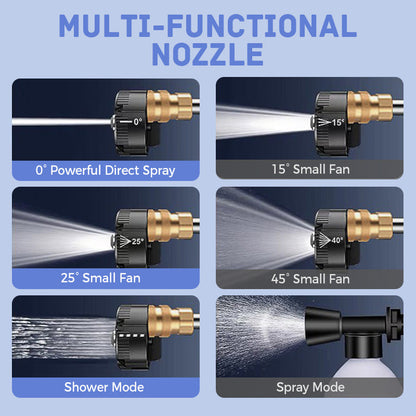 ⌛2026 Heißer Verkauf 50% Rabatt🔥Akku Hochdruckreiniger 45bar/653PSI mit 2X3000mAh Akku, 180° verstellbare Düse und 5M Schlauch für Auto und Blumenbewässerung