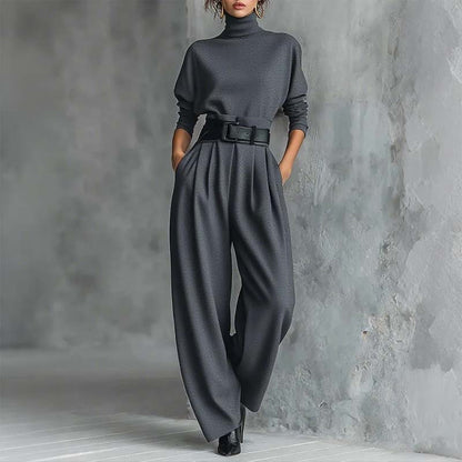 Women’s Elegant Turtleneck Top & High-Waist Pants Set