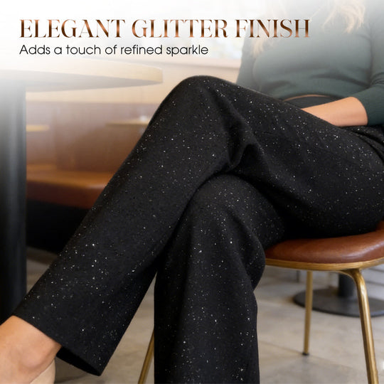 🌟✨ Glitzernde Hose mit hohem Bund – Gerades Bein für perfekte Passform &amp; nachhaltigen Stil! 💫👖 Alltagseleganz mit bewusstem Design.