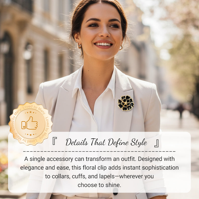 Zweiteiliges Schmuckset: Manschettenknöpfe & Brosche mit Rhinestone-Blütendesign ✨🌷 Vielseitig tragbar – Für festliche Anlässe & elegante Alltagsakzente