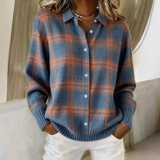 ✨️LETZTER TAG - 60% RABATT✨️ Karierte Damen-Strickjacke mit Knopfleiste
