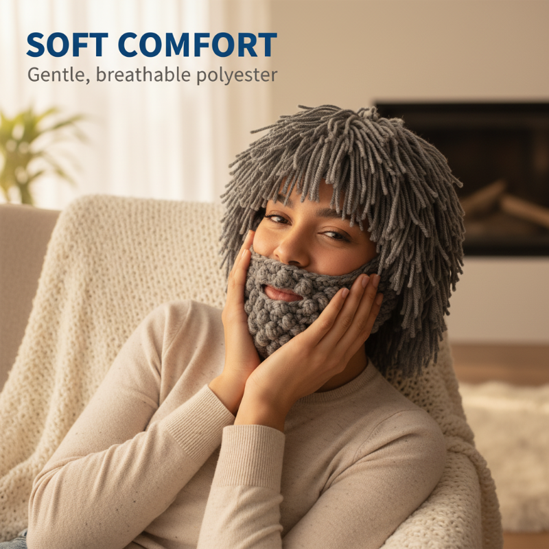 📢📢60 %  RABATT !! ⏰Punk-Style-Hut mit angebrachter einfacher Perücke und gestrickter Bart