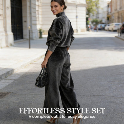 🔥Solange der Vorrat reicht 50 % Rabatt!🎉Damen-Freizeit-Set: Warmes Oberteil & Weite Hose, 2-teilig – Bequem & stylisch im Bundle!