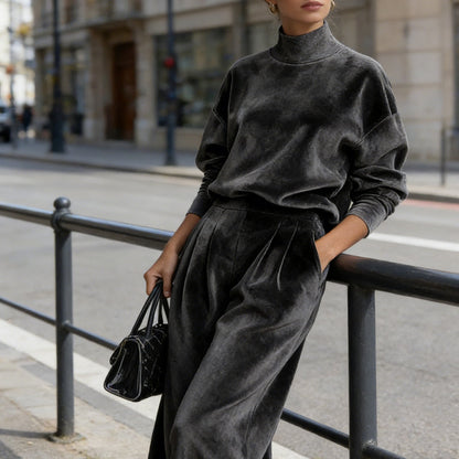 🔥Solange der Vorrat reicht 50 % Rabatt!🎉Damen-Freizeit-Set: Warmes Oberteil & Weite Hose, 2-teilig – Bequem & stylisch im Bundle!