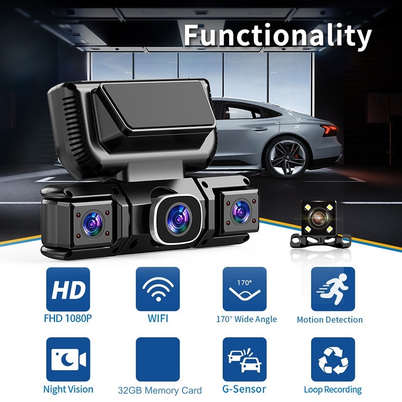 🚗 4-Kanal-Dashcam (WLAN + Nachtsicht) – Rundum-Überwachung mit HD-Aufnahmen & nahtloser App-Verbindung!