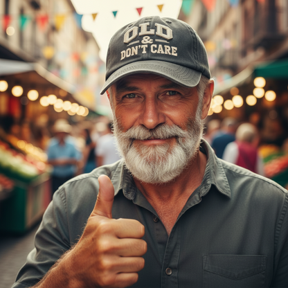 Retro Baseballcap „Old & Don’t Care“ – Gestickte Distressed Vintage Mütze 🧢✨