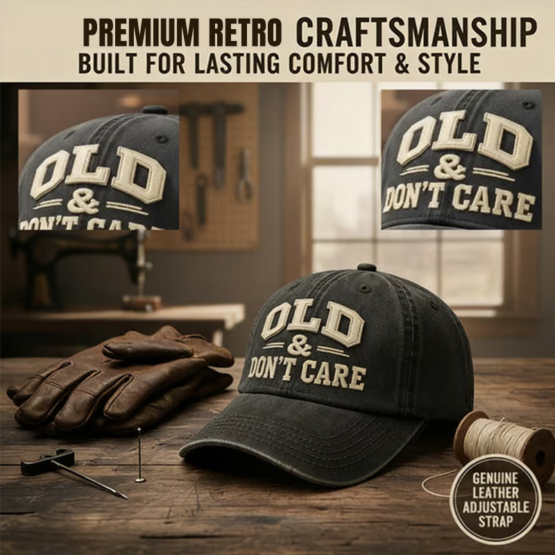 Retro Baseballcap „Old & Don’t Care“ – Gestickte Distressed Vintage Mütze 🧢✨