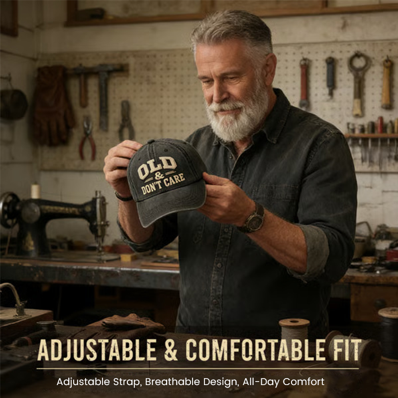 Retro Baseballcap „Old & Don’t Care“ – Gestickte Distressed Vintage Mütze 🧢✨