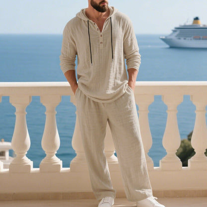 🔥Solange der Vorrat reicht 40 % Rabatt!🎉Herren Kapuze Casual Loose Top & Hose 2-teiliges Set