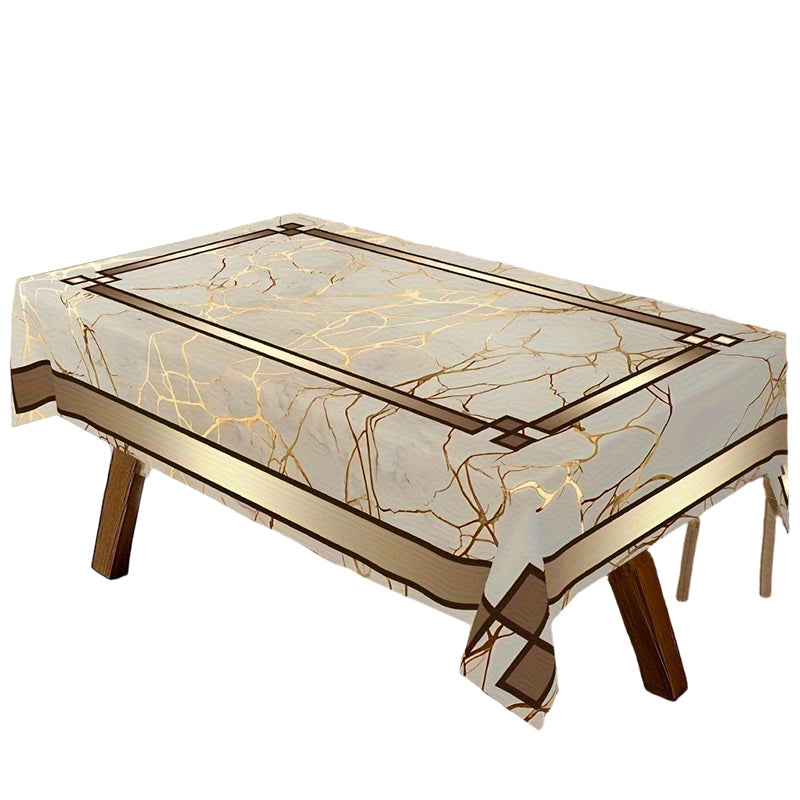 📢📢 50 % RABATT !! ⏰Tischdecke in Marmoroptik – Beige & Goldbraun, Wasserabweisend, Elegant & Modern 🏡✨