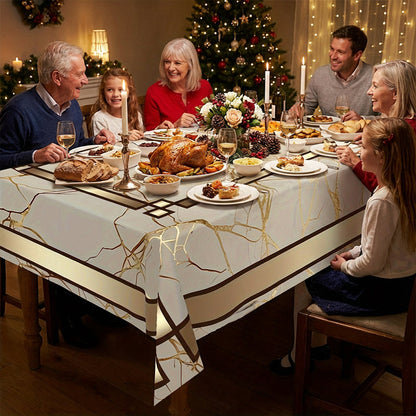 📢📢 50 % RABATT !! ⏰Tischdecke in Marmoroptik – Beige & Goldbraun, Wasserabweisend, Elegant & Modern 🏡✨