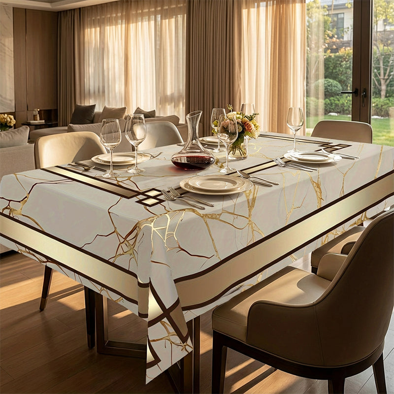 📢📢 50 % RABATT !! ⏰Tischdecke in Marmoroptik – Beige &amp; Goldbraun, Wasserabweisend, Elegant &amp; Modern 🏡✨