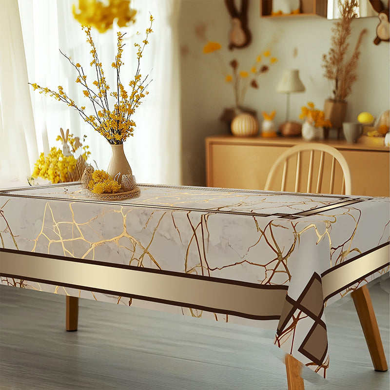 📢📢 50 % RABATT !! ⏰Tischdecke in Marmoroptik – Beige &amp; Goldbraun, Wasserabweisend, Elegant &amp; Modern 🏡✨