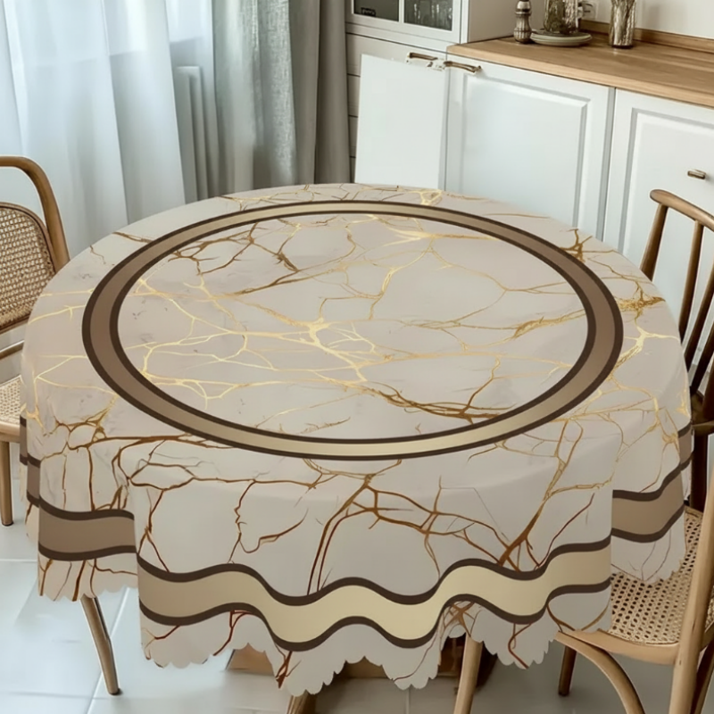 📢📢 50 % RABATT !! ⏰Tischdecke in Marmoroptik – Beige &amp; Goldbraun, Wasserabweisend, Elegant &amp; Modern 🏡✨