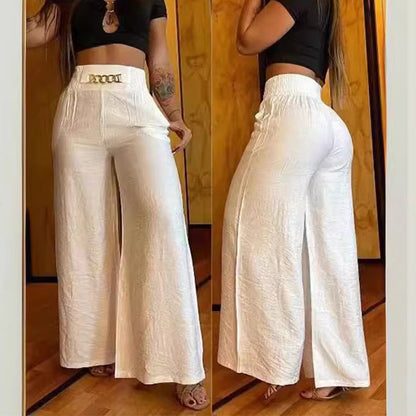 📢📢60%  OFF !! ⏰Women's High-Waist Wide-Leg Trousers with Belt Accent