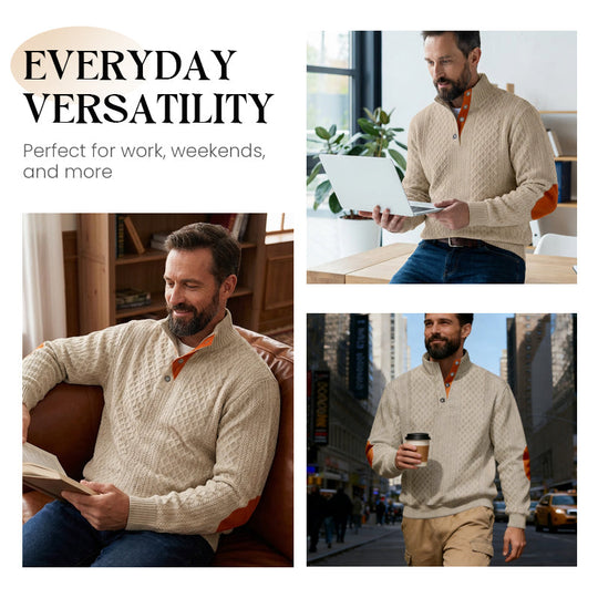 🧥✨ Perfekter Komfort-Pullover für Herren: Robust mit stylischen Ellbogenpatches, nachhaltige Wolle für jeden Tag. ❄️👌 Extralang &amp; kuschelig – dein Alltagsheld! 🔥