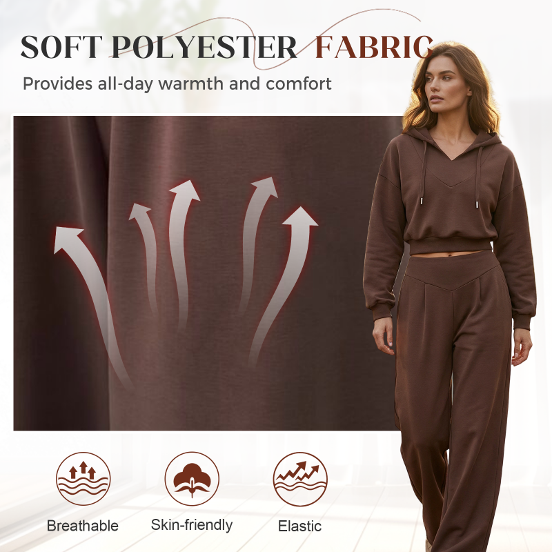 Damen-Set aus kurzem Hoodie und weit geschnittener Hose🔥versandkostenfrei