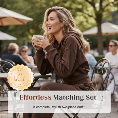 Damen-Set aus kurzem Hoodie und weit geschnittener Hose🔥versandkostenfrei