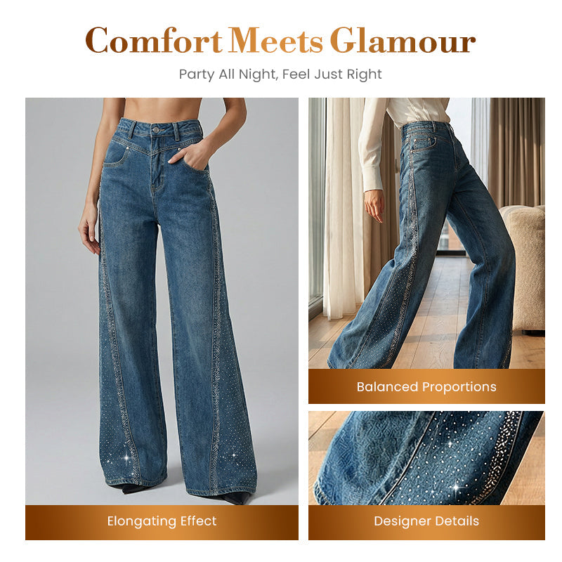 👖 Verzierte Damen-Flare-Jeans – Der ultimative Look für den Abend